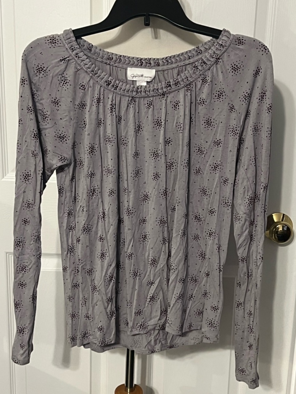 Jaclyn Smith Lavender Long Sleeve Eyelet Blouse